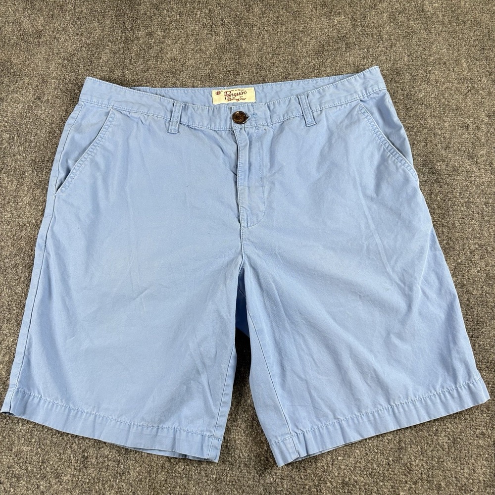 Original Penguin Munsingwear Shorts Men's 36 Blue Chino Preppy Golf Logo Beach
